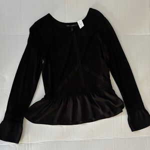 Black WHBM Sweater with Satin Detail - Large, NWT